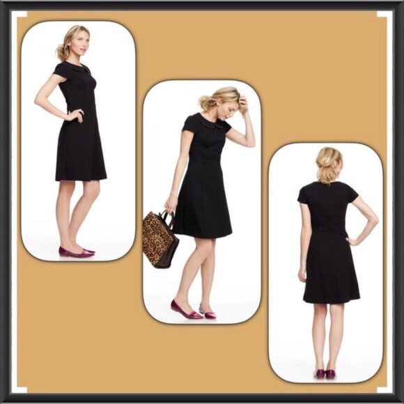 Boden Navy Dress 4 Peter Pan Collar Small The Strand Mini Navy Blue Pink - Picture 2 of 7